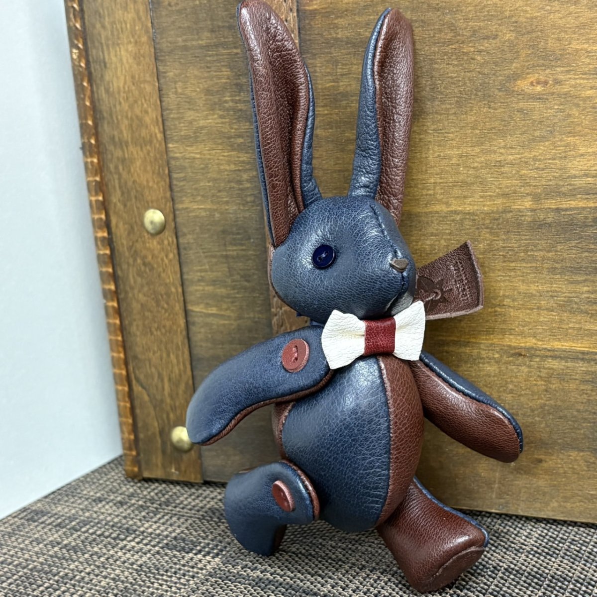 画像3: 【ジビエレザー鹿革】のベルラビ★マイスターの手作り「ベルズラビット」インディゴ×バーガンディ　 写真の1点販売です (3)
