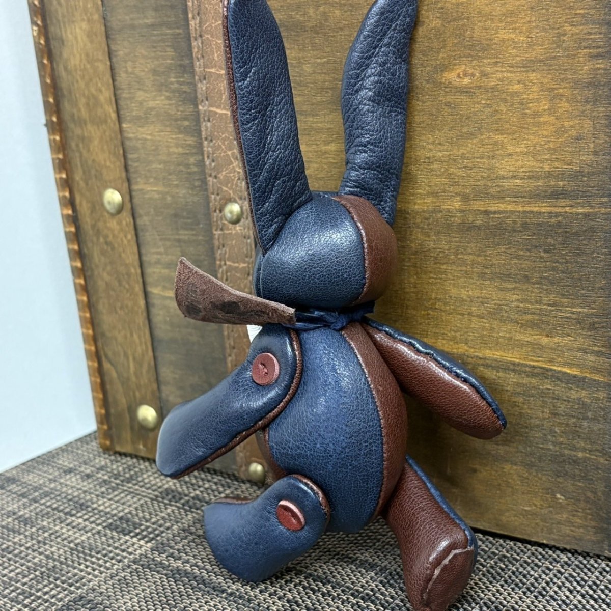 画像5: 【ジビエレザー鹿革】のベルラビ★マイスターの手作り「ベルズラビット」インディゴ×バーガンディ　 写真の1点販売です (5)