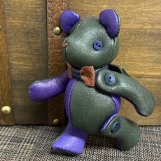 画像3: 【ジビエレザー鹿革】のベルベア★マイスターの手作り「ベルズベア」ダークグリーン×パープル　トラップ1本付 　写真の1点販売です (3)