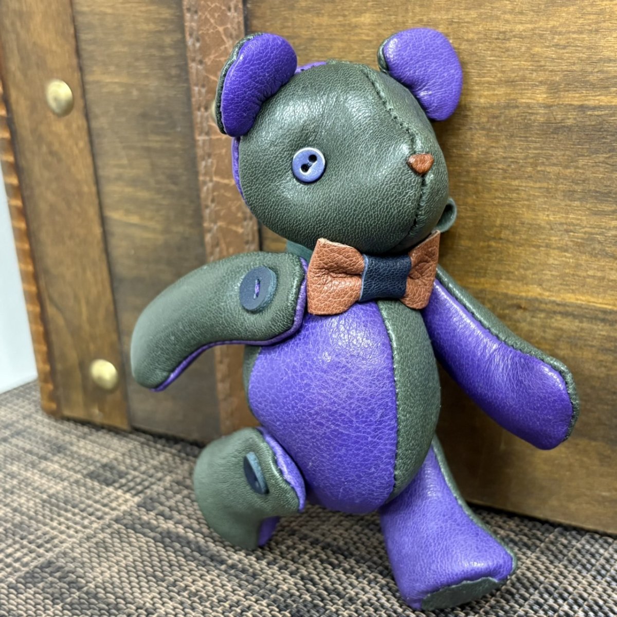 画像4: 【ジビエレザー鹿革】のベルベア★マイスターの手作り「ベルズベア」ダークグリーン×パープル　トラップ1本付 　写真の1点販売です (4)