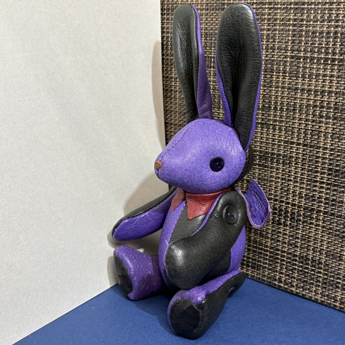 画像3: 【ジビエレザー鹿革】のベルラビ★マイスターの手作り「ベルズラビット」パープル×ブラック　 写真の1点販売です (3)