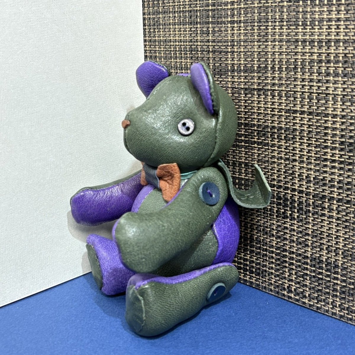 画像2: 【ジビエレザー鹿革】のベルベア★マイスターの手作り「ベルズベア」ダークグリーン×パープル　トラップ1本付 　写真の1点販売です (2)