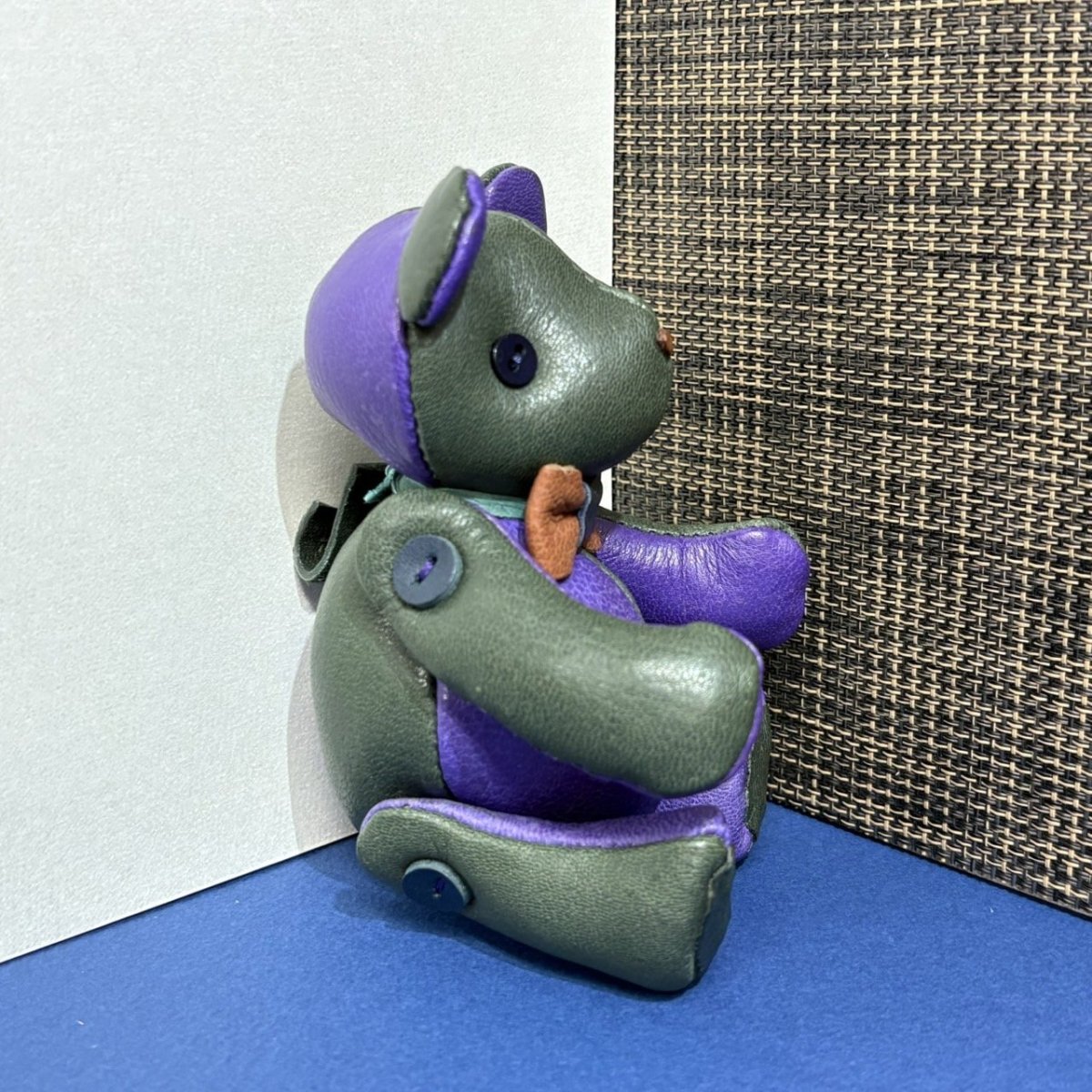 画像3: 【ジビエレザー鹿革】のベルベア★マイスターの手作り「ベルズベア」ダークグリーン×パープル　トラップ1本付 　写真の1点販売です (3)