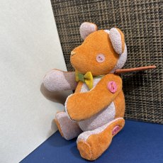 画像3: 【ピッグスウェード】のベルベア★マイスターの手作り「ベルズベア」オレンジ×ピンクグレー　ストラップ1本付 　写真の1点販売です (3)