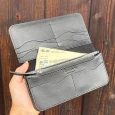 画像4: サメ革の長財布 オールブラック｜ファスナー小銭入れ付き　シャークレザー (4)