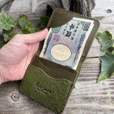 画像5: 【ツキノワグマ革】ミニマムスリム財布｜薄い・軽い・小銭も入るマネークリップのようなミニ財布　写真の1点 (5)
