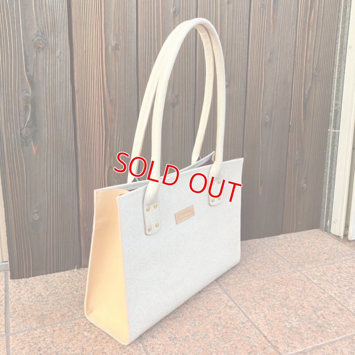 画像2: 牛革ペイズリー型押しトートバッグ★シンプルビッグトート (2)