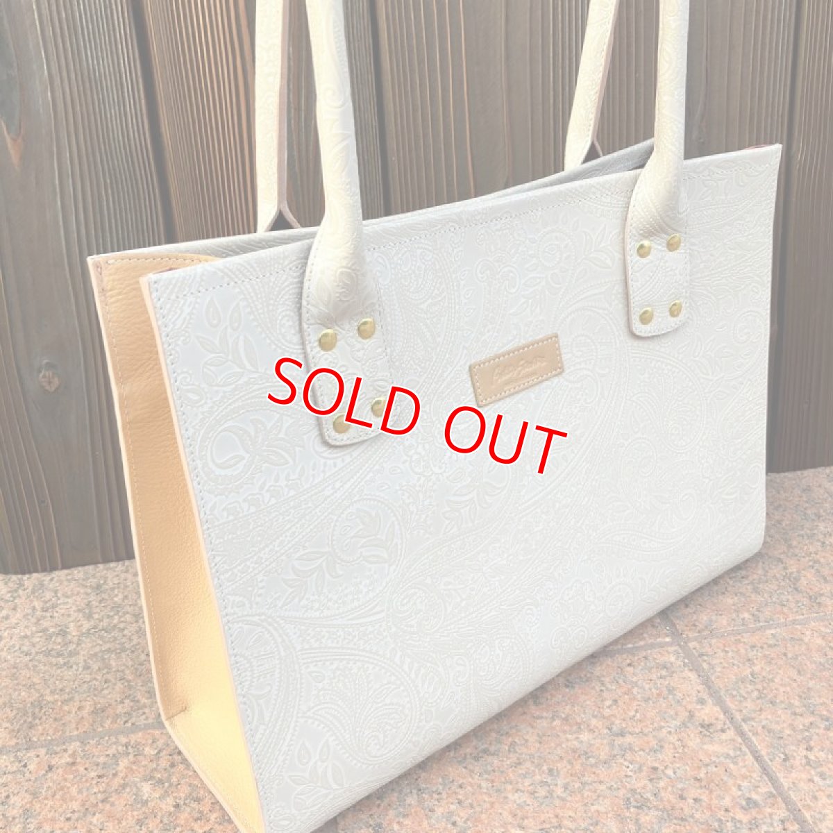 画像3: 牛革ペイズリー型押しトートバッグ★シンプルビッグトート (3)