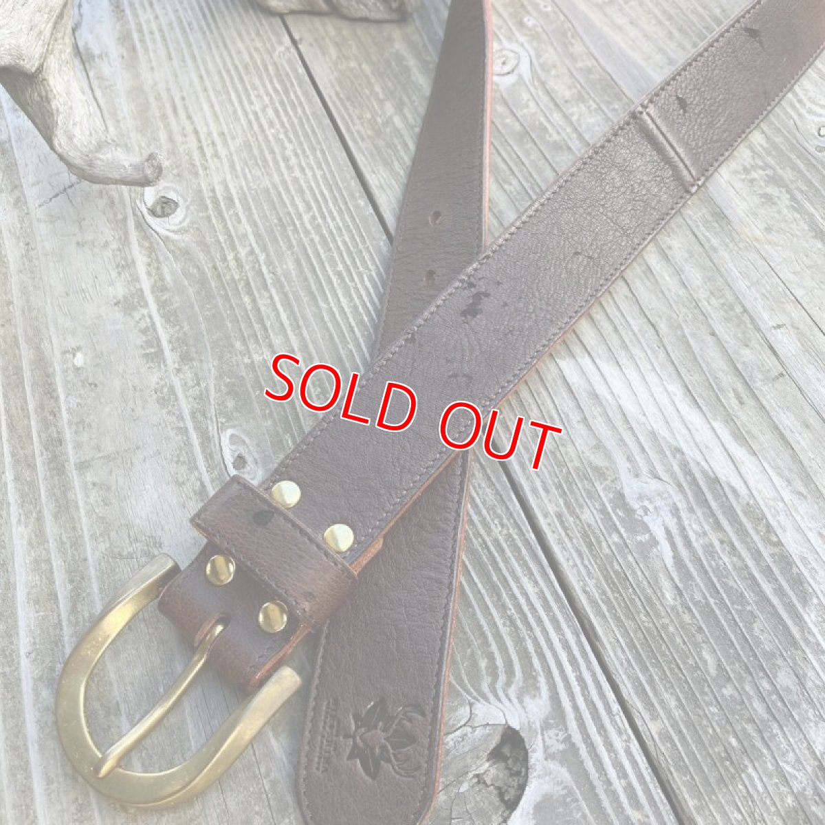 画像4: 【広島ジビエレザー】鹿革&牛革ベルト♪真鍮バックル★36.5インチ　ダークブラウン (4)