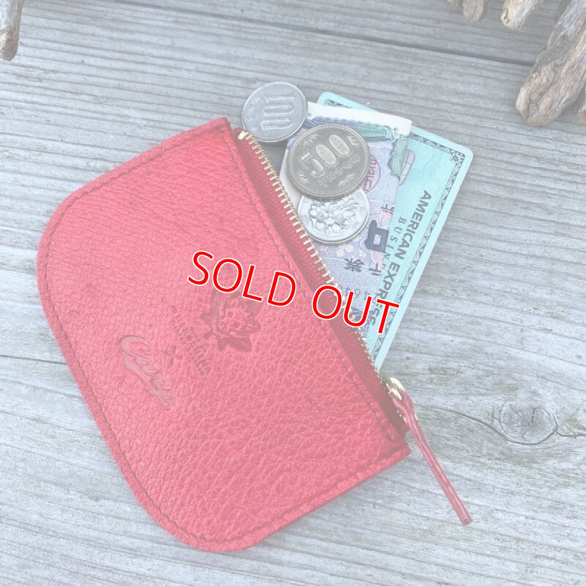 画像5: 【広島ジビエレザー × カープ】猪革ファスナーポーチ｜キーリング付き◎小銭・カード・お札収納可｜イニシャル刻印対応 (5)