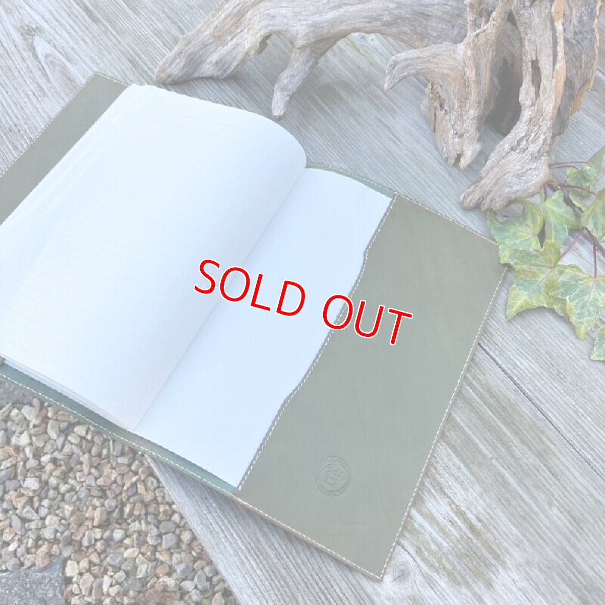 画像4: 【アウトレット】シュリンクレザー　牛革ノートカバー　B5キャンパスノートサイズ　グリーン (4)