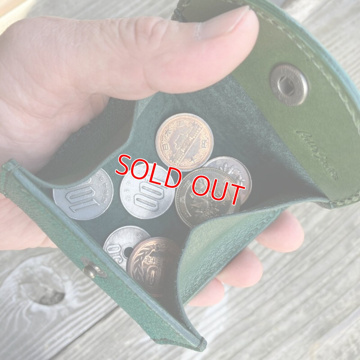 画像2: 【ツキノワグマレザー】クマ革★ボックスコインケース　限定色グリーン (2)