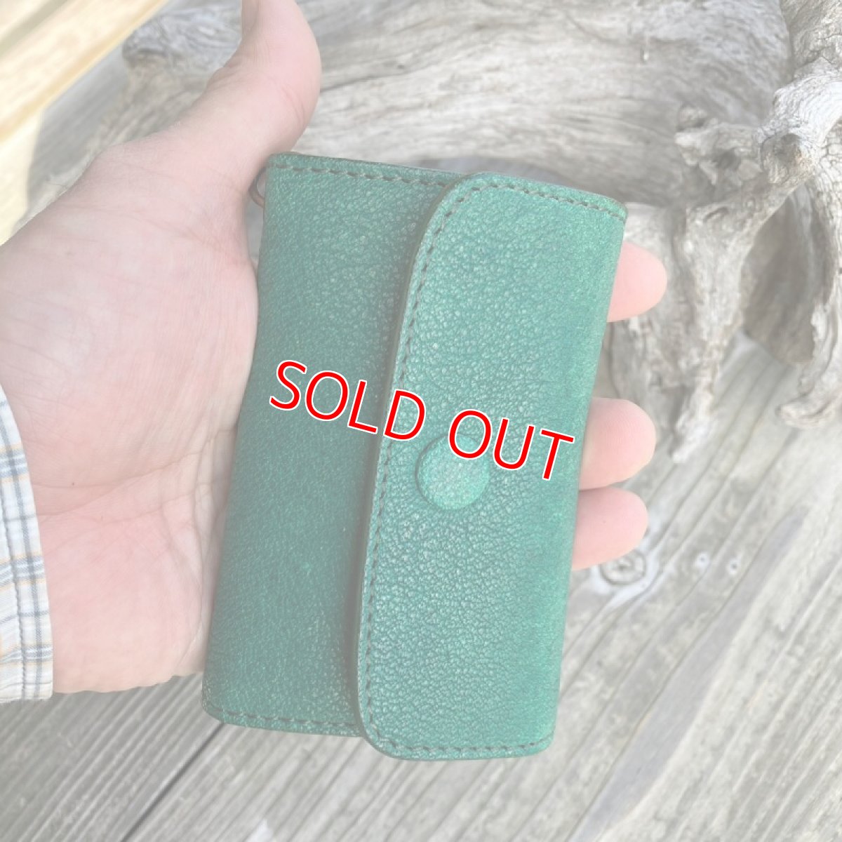 画像3: 【ツキノワグマレザー】熊革キーケース★５連キーケース　ポケット付きでカードやお札も入る　限定色グリーン (3)