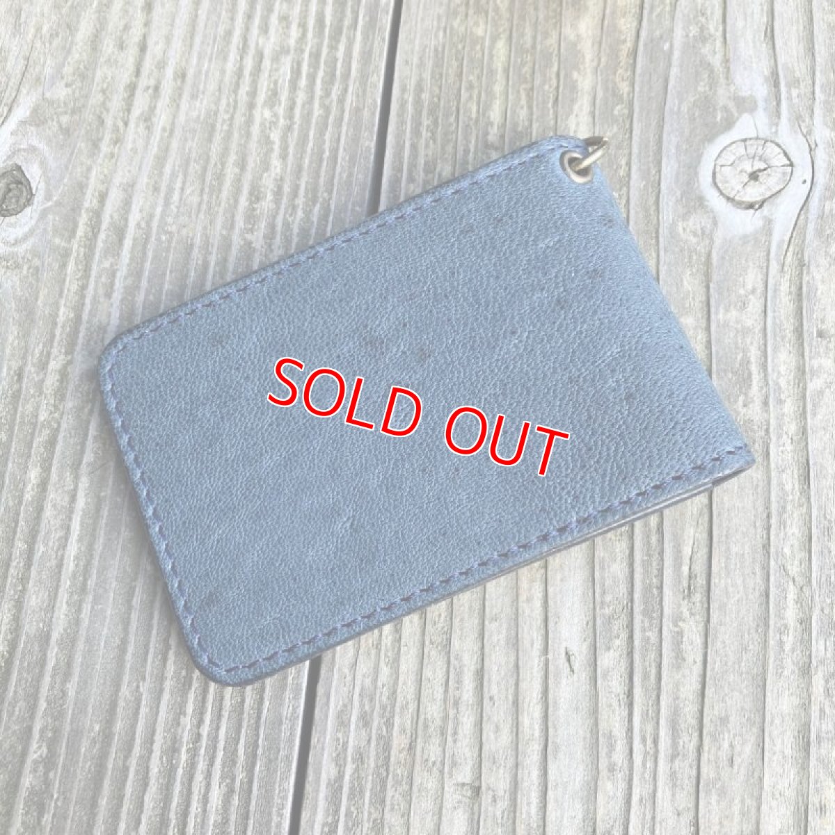 画像3: 【ツキノワグマレザー】熊革　二つ折りスリムカードケース（パスケース兼用）　インディゴカラー (3)