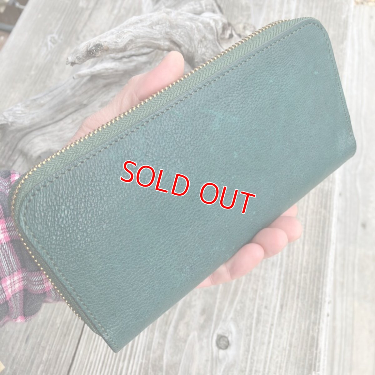 画像7: 【ツキノワグマレザー】ラウンドファスナー長財布　ツキノワグマ革＆牛革バージョン グリーン＆ブラック (7)