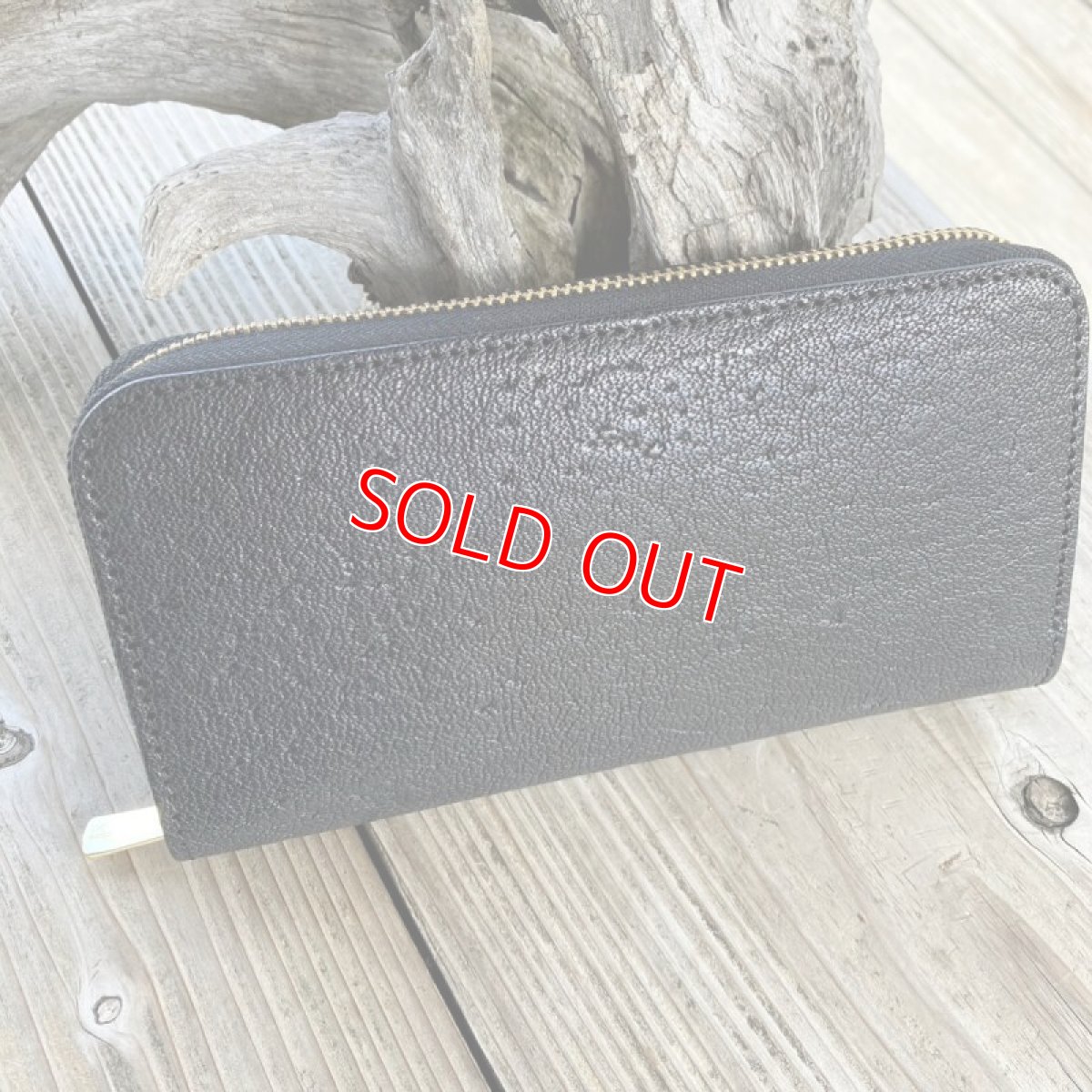 画像3: 【ヒグマレザー】ラウンドファスナー長財布　ヒグマ革＆牛革バージョン ブラック　即納可能 (3)