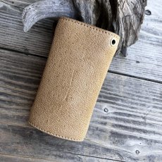 画像2: 【現品限り】ツキノワグマ革（ストーンベージュ）×国産ヌメ革｜大容量5連キーケース｜カード収納付き (2)