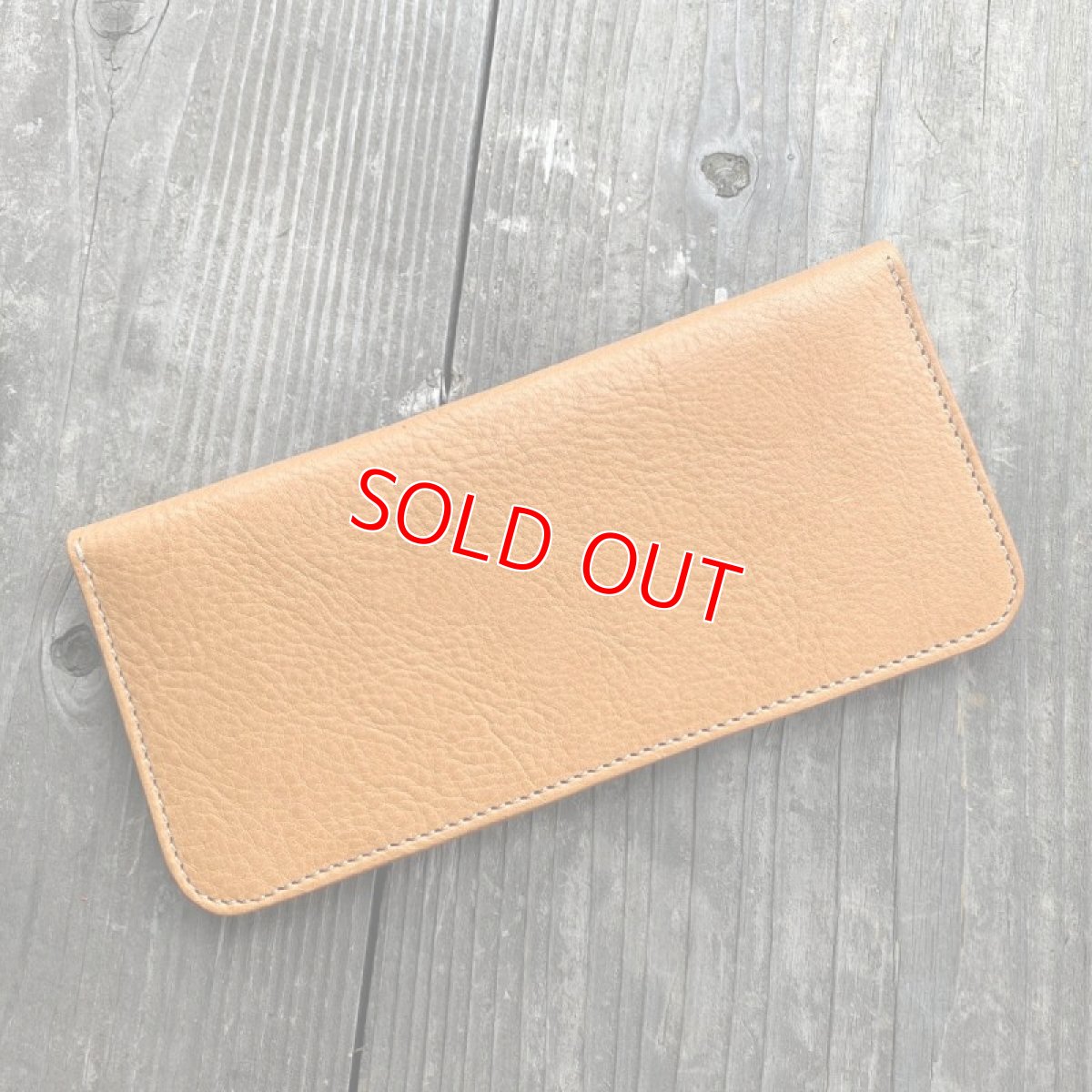 画像2: 【アウトレット】スリム長財布　牛革シュリンク&ヌメ革　限定1点 (2)