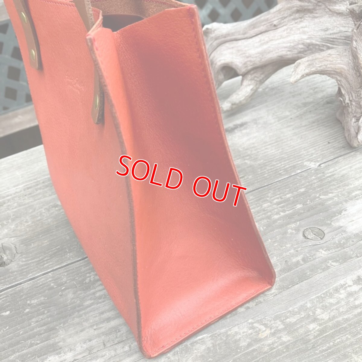 画像5: 【アウトレット】トートバッグ　シュリンクレザー牛革　限定1点　レッド (5)