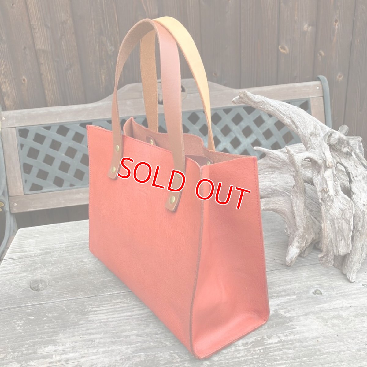 画像3: 【アウトレット】トートバッグ　シュリンクレザー牛革　限定1点　レッド (3)