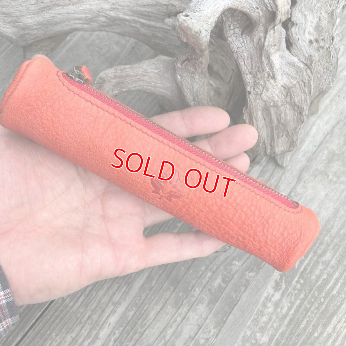 画像6: 【アウトレット】鹿革ドラム型ペンケースSサイズ（レッド） (6)