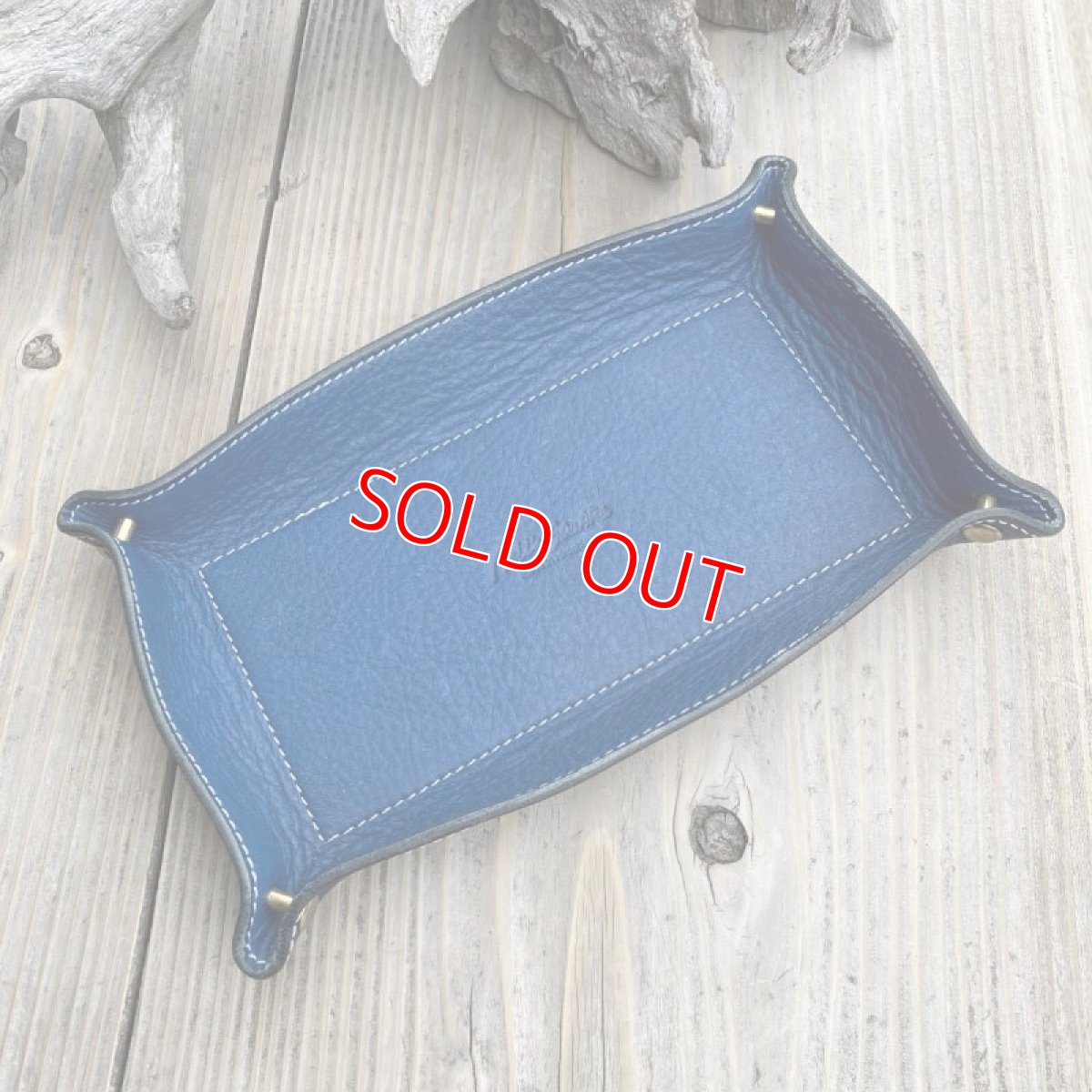 画像2: 【アウトレット】鹿革＆牛革　レザートレイ　ネイビーブルー (2)