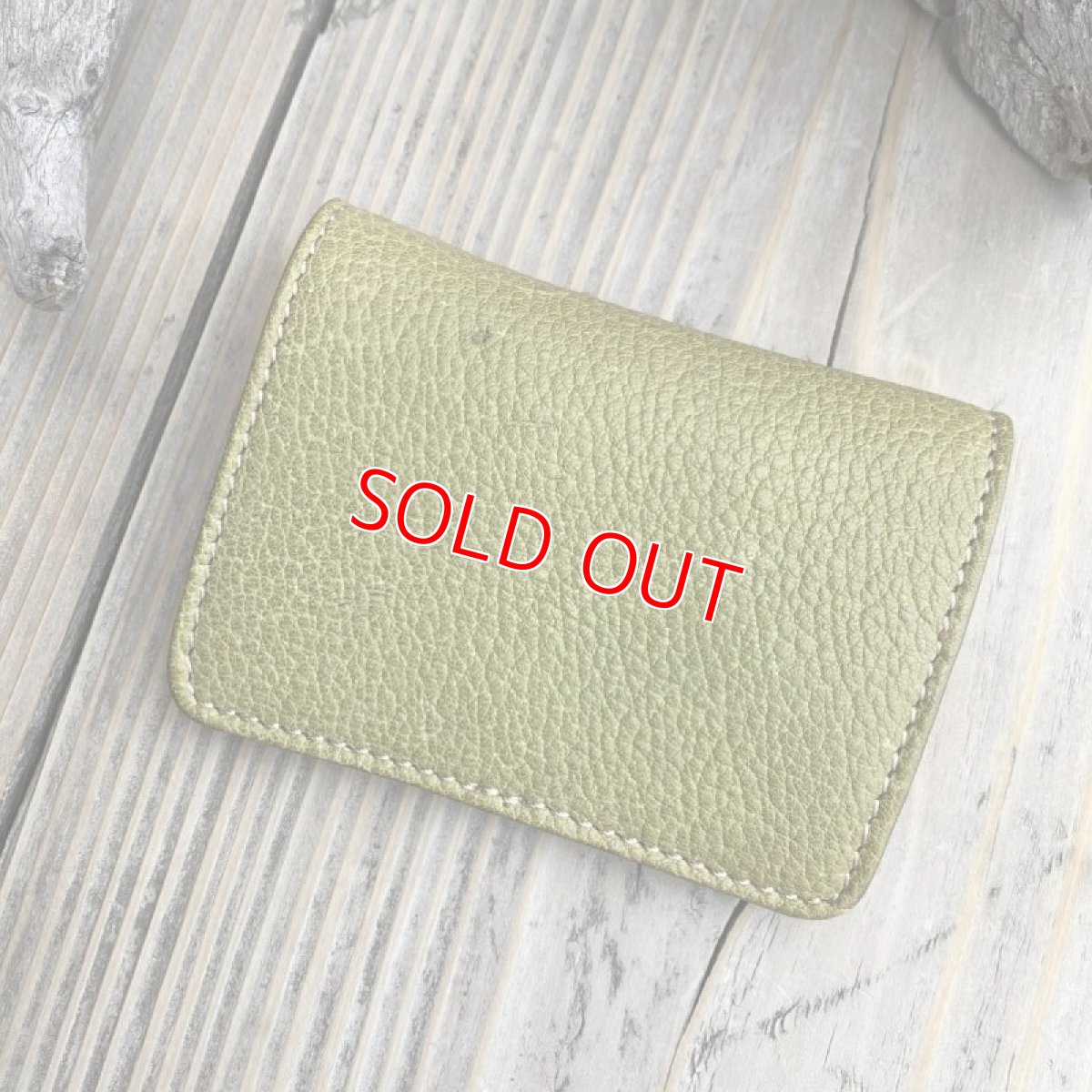 画像2: 【アウトレット】鹿革★幅広ボックスコインケース　ピスタチオグリーン (2)