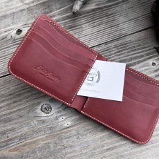 画像5: 【アウトレット】姫路シュリンクレザー シンプル二つ折り財布（ブラウン）カード収納・札入れ付き (5)