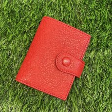 画像1: 【アウトレット20％OFF】広島ジビエレザー（鹿革）コンパクト二つ折り財布 レッド｜小さなバッグにぴったり・在庫品 (1)