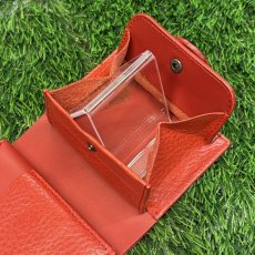 画像4: 【アウトレット20％OFF】広島ジビエレザー（鹿革）コンパクト二つ折り財布 レッド｜小さなバッグにぴったり・在庫品 (4)