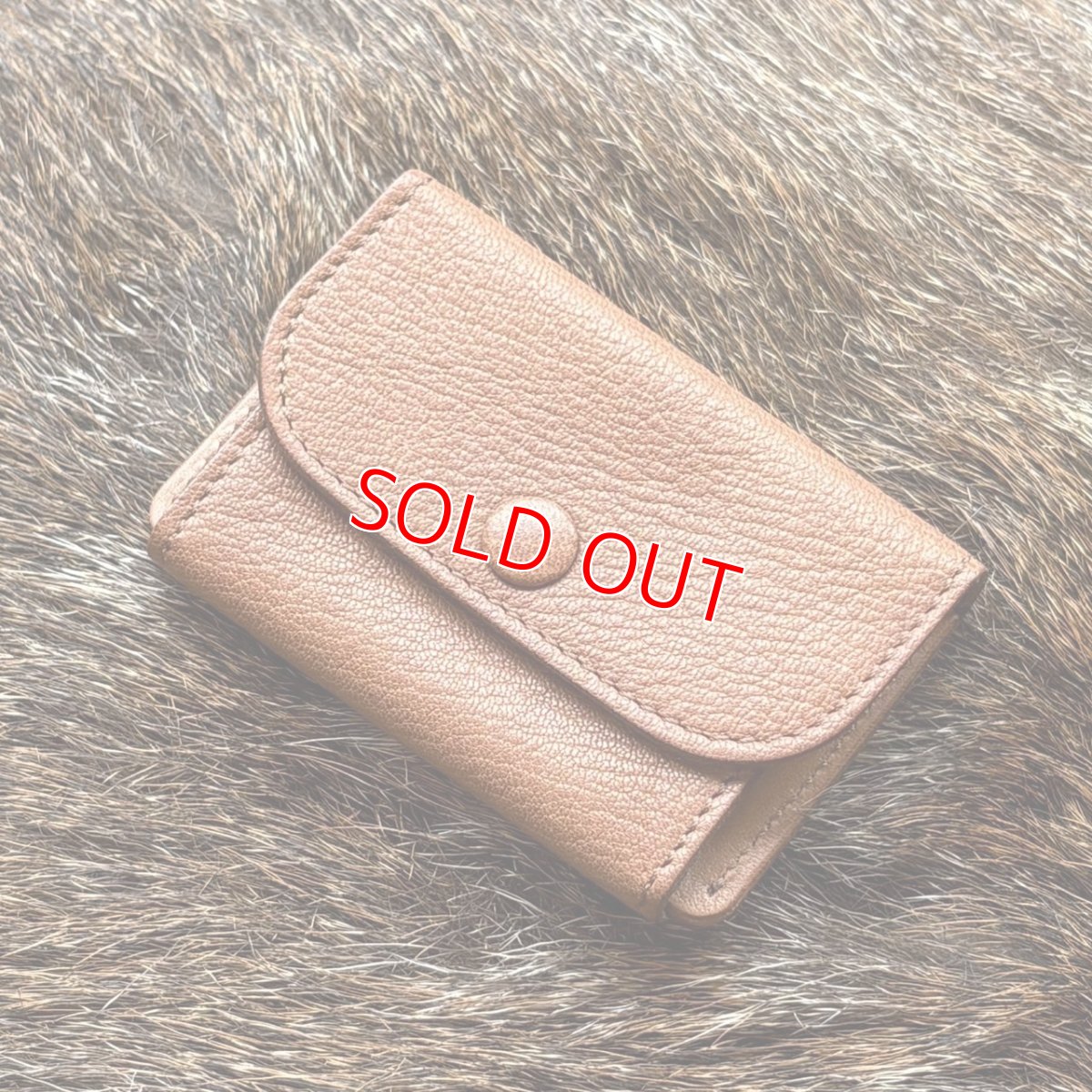画像1: 【アウトレット30％OFF】広島ジビエレザー（鹿革）超コンパクトミニ財布｜長期在庫品　ブラウン (1)