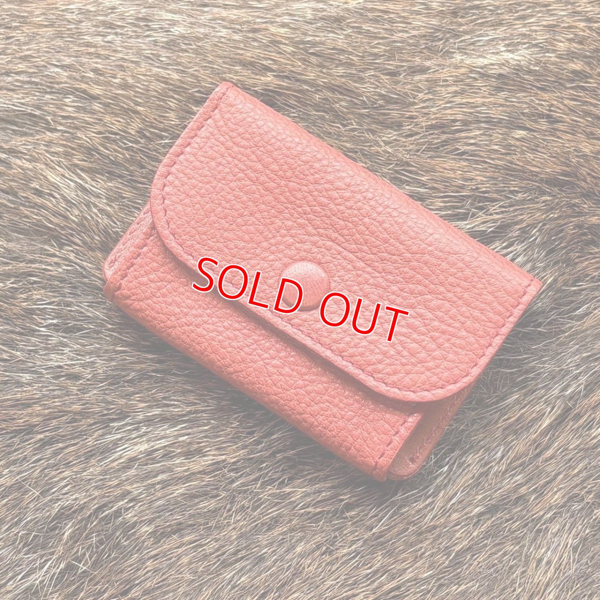 画像1: 【アウトレット30％OFF】広島ジビエレザー（鹿革）超コンパクトミニ財布｜長期在庫品　レッド (1)