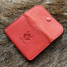 画像2: 【アウトレット30％OFF】広島ジビエレザー（鹿革）超コンパクトミニ財布｜長期在庫品　レッド (2)