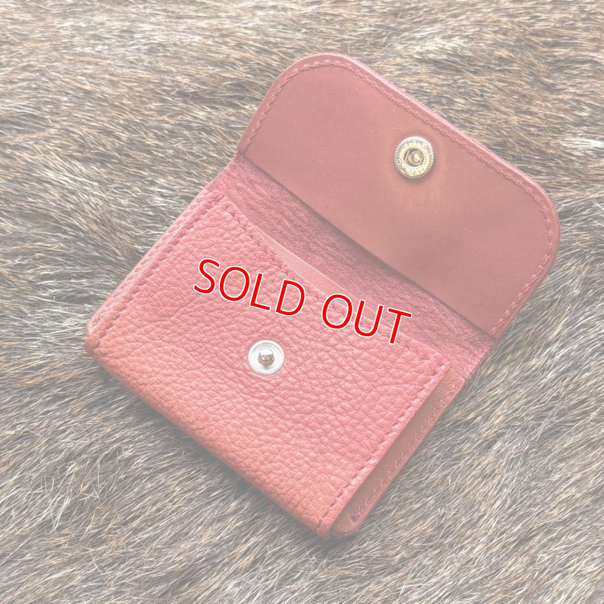 画像3: 【アウトレット30％OFF】広島ジビエレザー（鹿革）超コンパクトミニ財布｜長期在庫品　レッド (3)