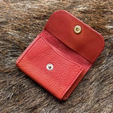 画像3: 【アウトレット30％OFF】広島ジビエレザー（鹿革）超コンパクトミニ財布｜長期在庫品　レッド (3)