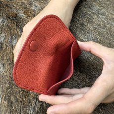 画像5: 【アウトレット30％OFF】広島ジビエレザー（鹿革）超コンパクトミニ財布｜長期在庫品　レッド (5)