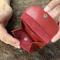 画像4: 【アウトレット30％OFF】広島ジビエレザー（鹿革）超コンパクトミニ財布｜長期在庫品　レッド (4)