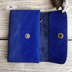 画像3: 【20%OFFアウトレット】希少な象革（エレファント）多機能5連キーケース｜鮮やかなロイヤルブルー｜カード・お札・スマートキー収納可 (3)