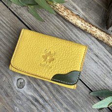 画像1: 【18周年感謝・アウトレット最大３０％OFF】本革名刺入れ（イエロー＆グリーン） (1)