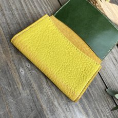 画像3: 【18周年感謝・アウトレット最大３０％OFF】本革名刺入れ（イエロー＆グリーン） (3)