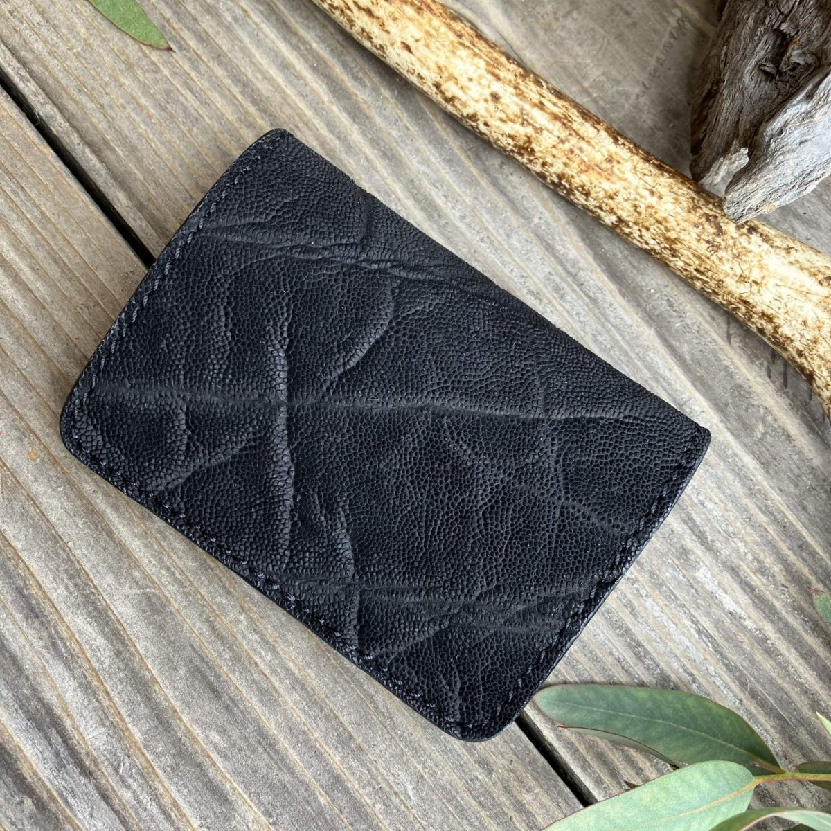 画像2: 【アウトレット最大30%OFF】象革（エレファント）本革コインケース 現品1点限り｜BLACK (2)