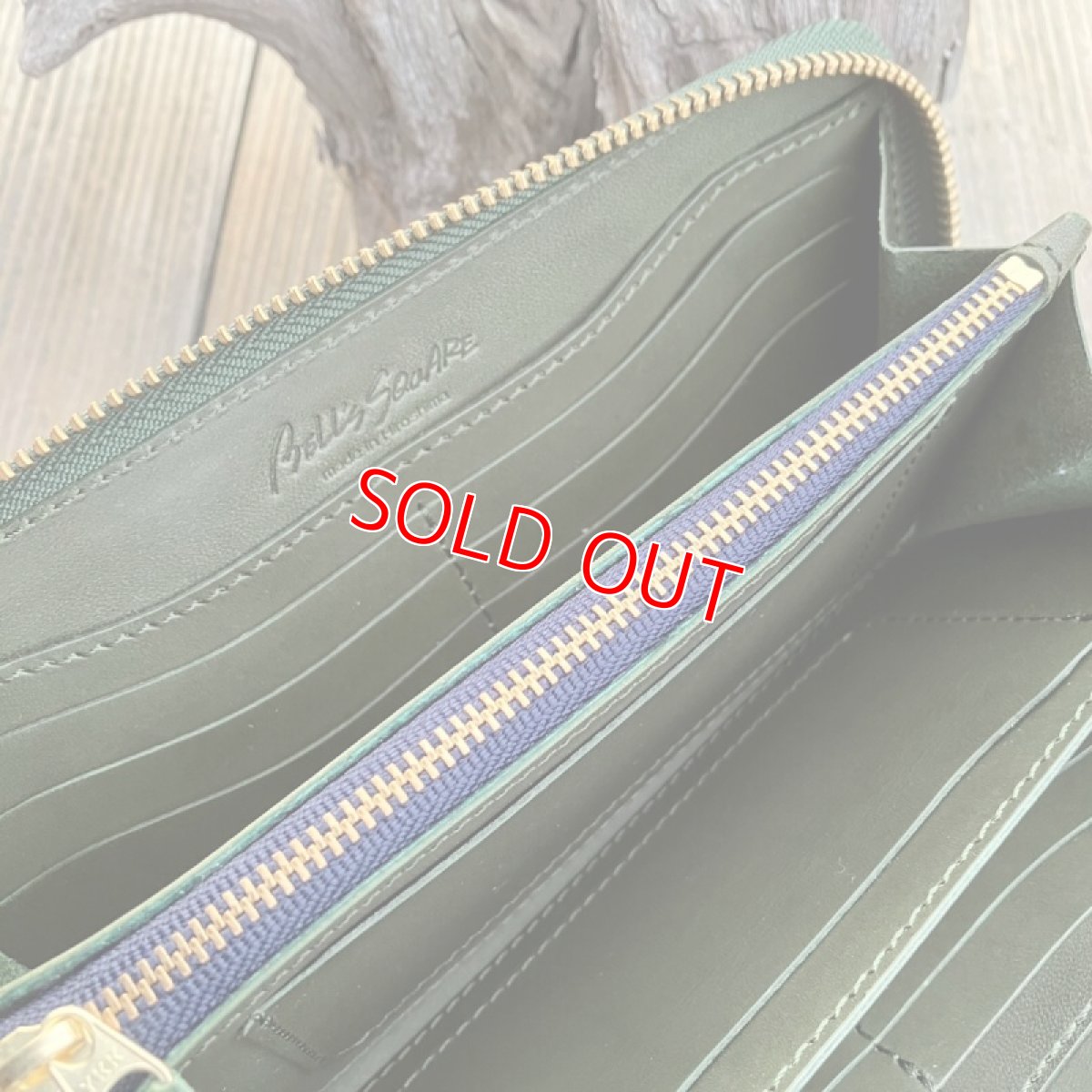 画像4: 【広島ジビエレザー】山から頂いた命を職人がつなぐ☆猪革＆牛革ラウンドファスナー長財布　グリーン (4)