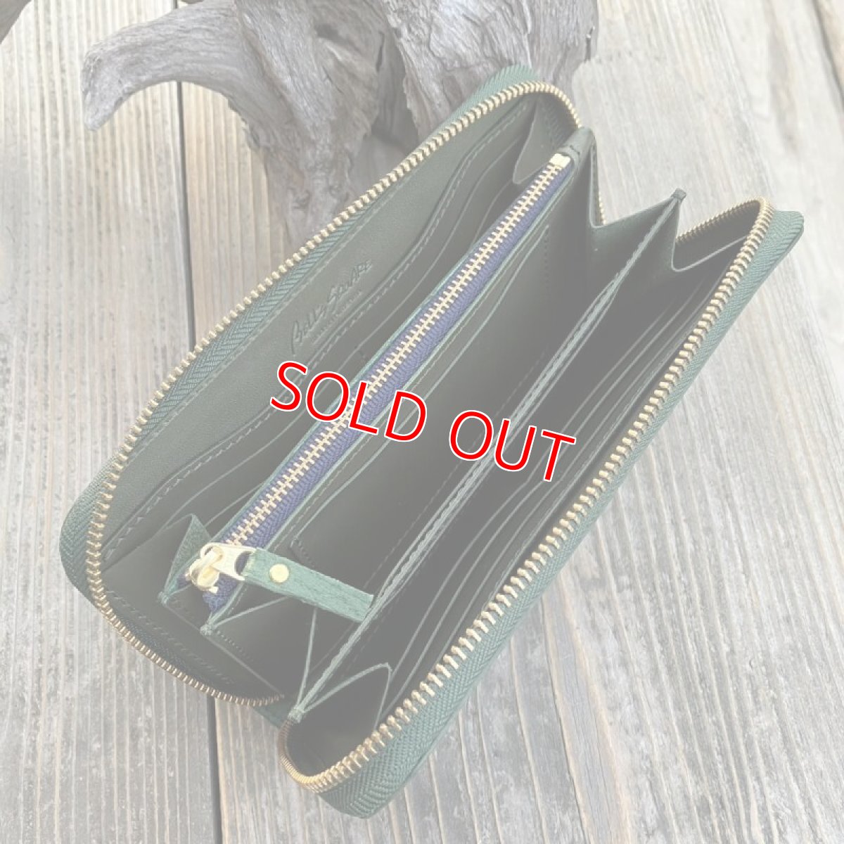 画像3: 【広島ジビエレザー】山から頂いた命を職人がつなぐ☆猪革＆牛革ラウンドファスナー長財布　グリーン (3)