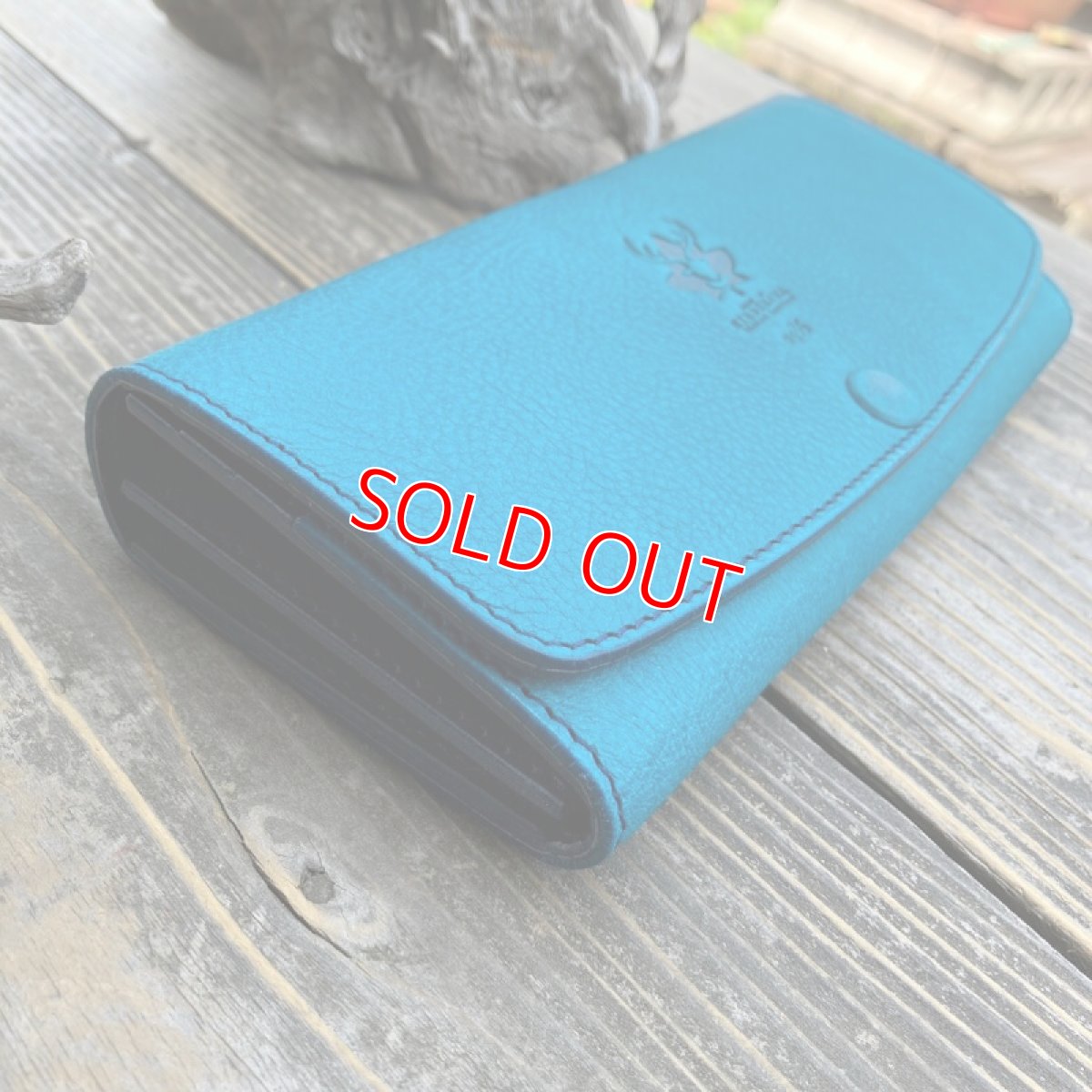 画像3: 【広島ジビエレザー】山から頂いた命を職人がつなぐ☆鹿革＆牛革フラップタイプ長財布　限定色ターコイズブルー (3)