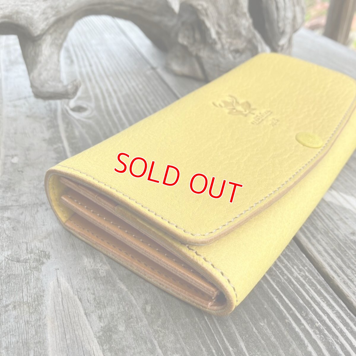 画像10: 【兵庫ジビエレザー】山から頂いた命を職人がつなぐ☆鹿革＆牛革フラップタイプ長財布　イエロー (10)