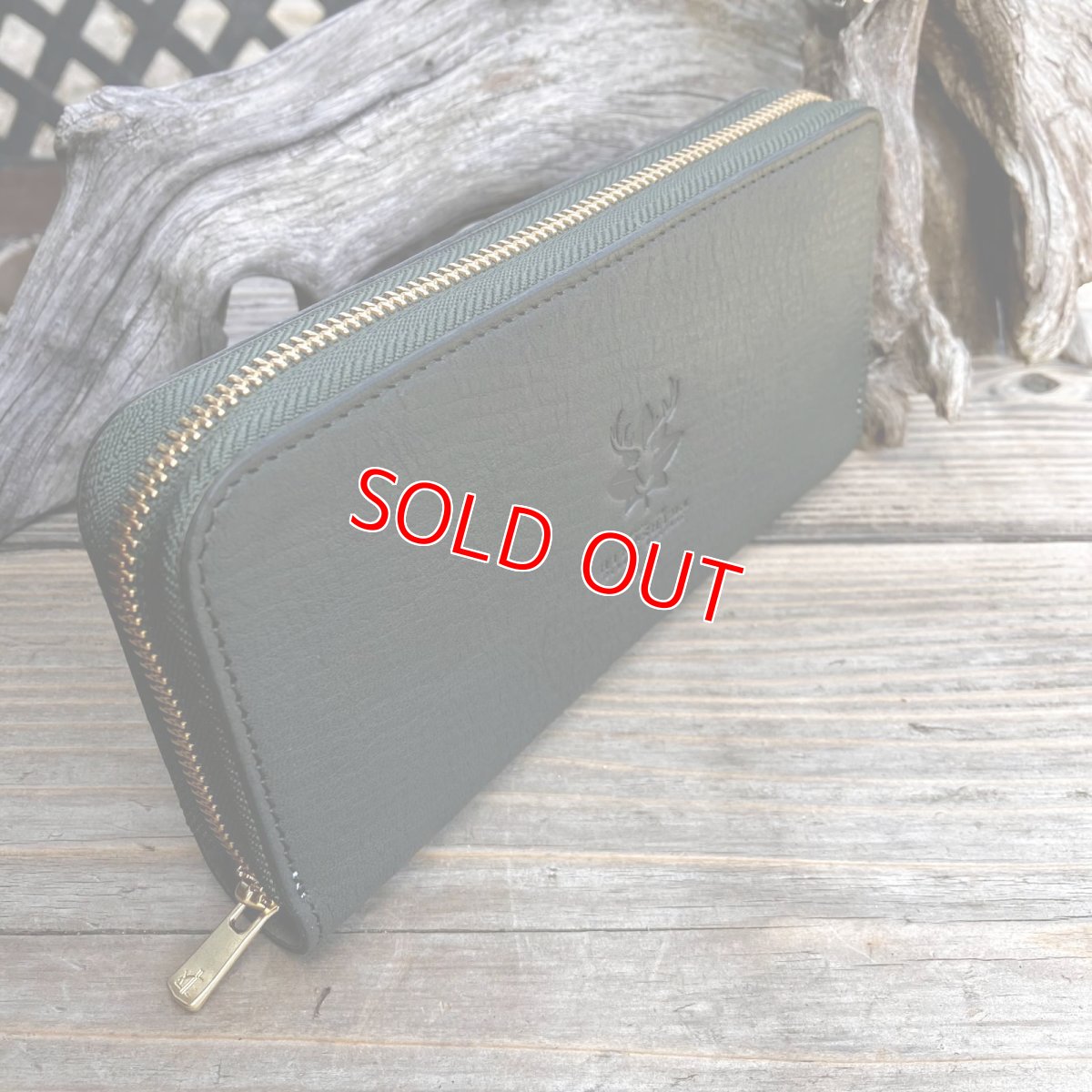 画像3: 【広島ジビエレザー】限定1点即納可能★青桐翠ジビエ鹿革＆牛革ラウンドファスナー長財布　青桐翠 (3)