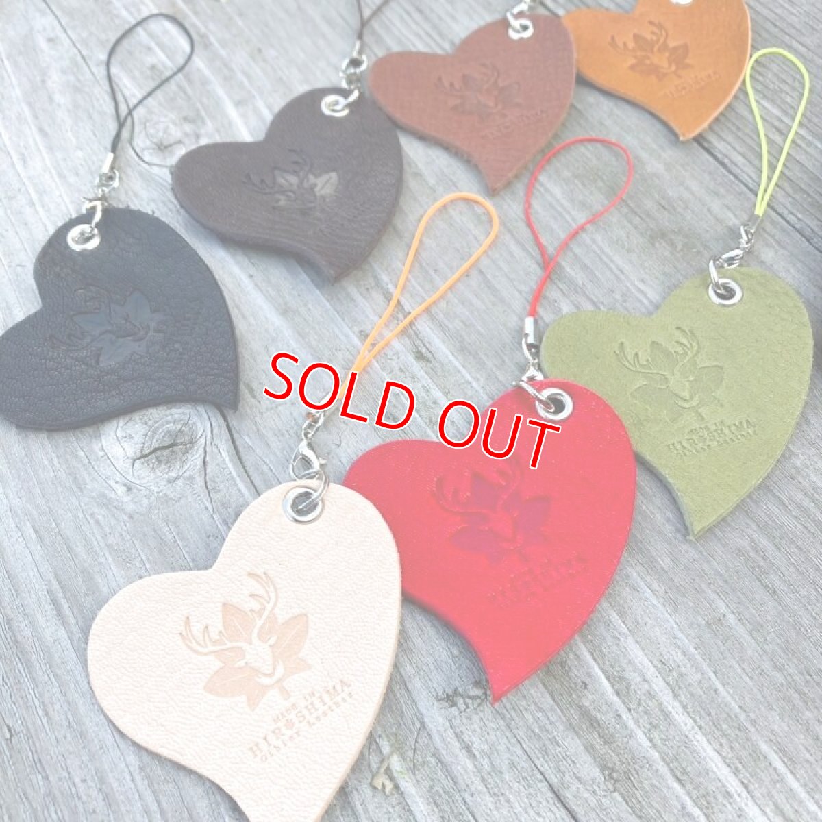 画像2: 【広島ジビエレザー】ジビエ鹿革★スマホ画面クリーナーストラップハート　新色追加 (2)