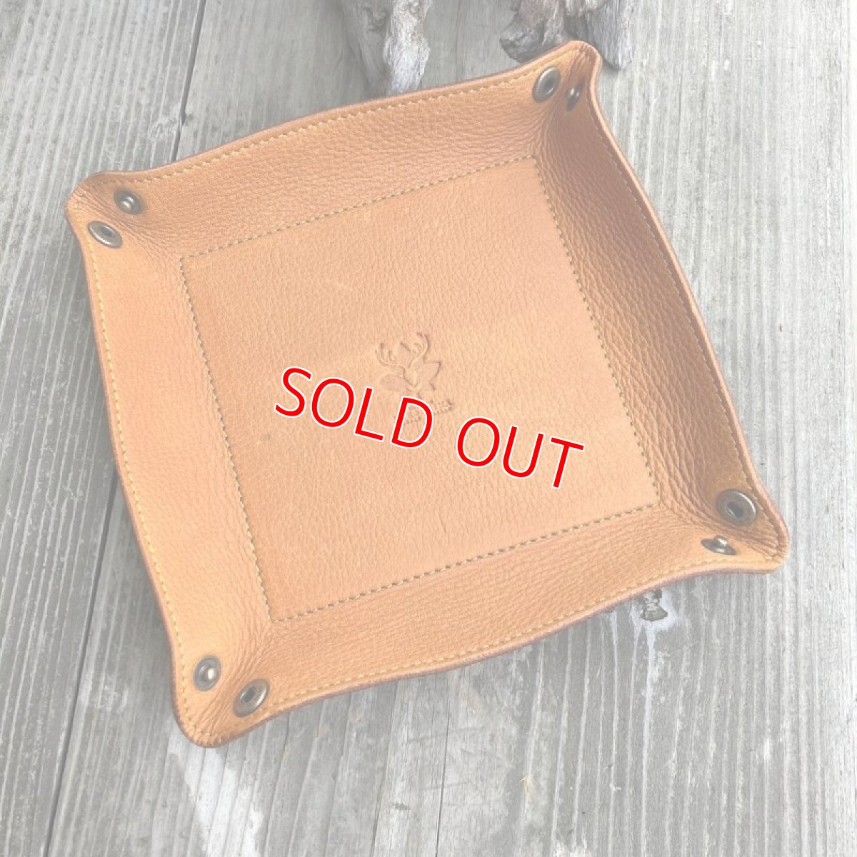 画像5: 牛革シュリンクレザー&ジビエ鹿革 スクエアレザートレー イエロー (5)