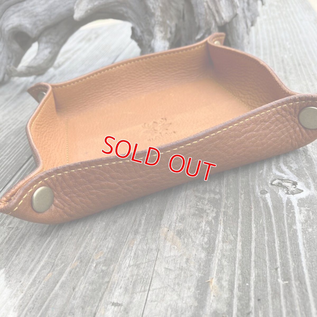 画像3: 牛革シュリンクレザー&ジビエ鹿革 スクエアレザートレー イエロー (3)