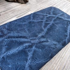 画像7: 【限定1点・現品限り】象革×姫路レザー ラウンドファスナー長財布 インディゴカラー｜本革エレファントレザー｜日本製ハンドメイド (7)